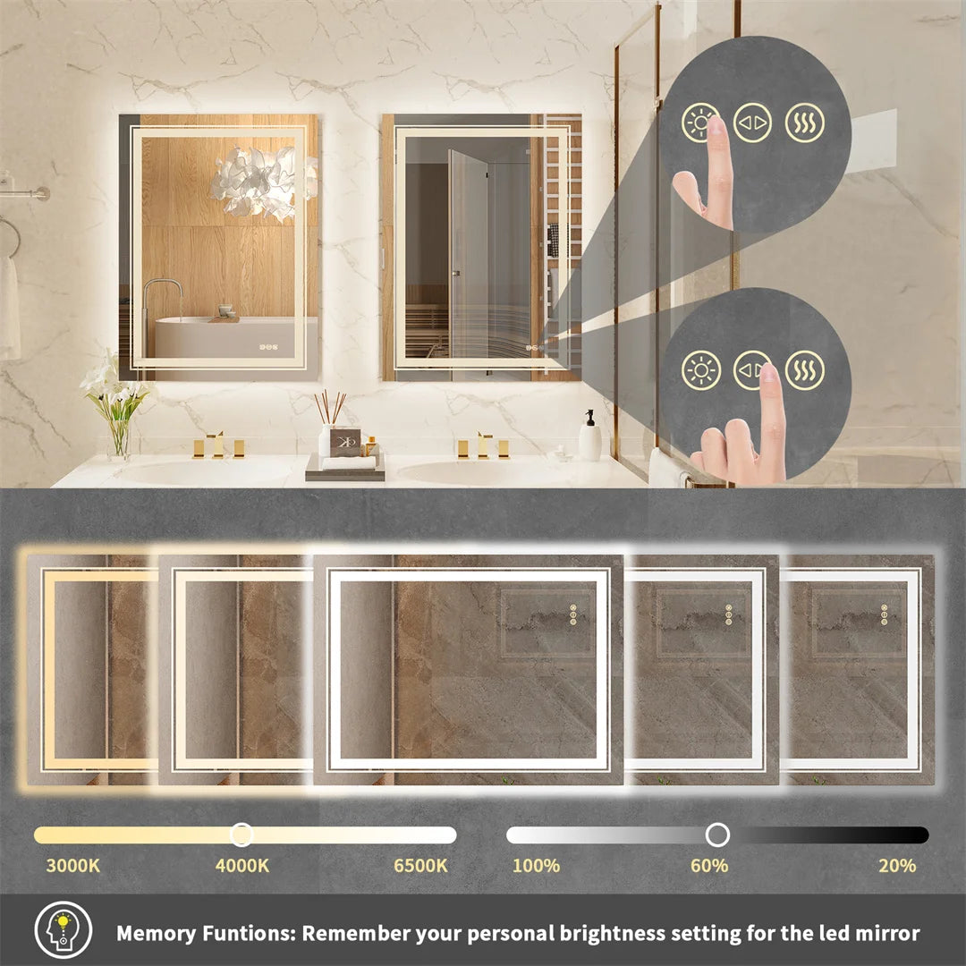 LUVODI Luxury LED Bathroom Mirror IP65 Waterproof Dimmable