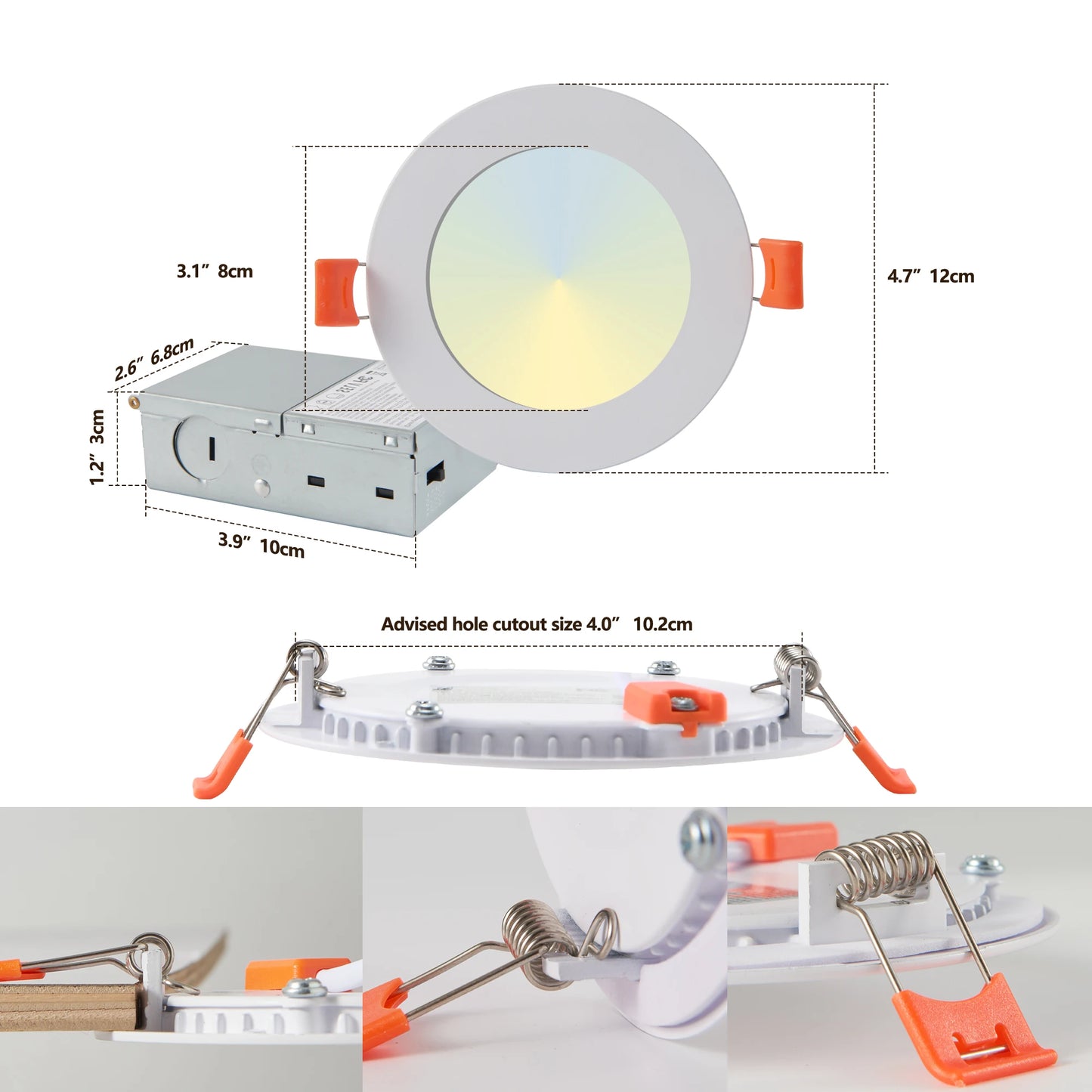 Arlgsite 12 Pack LED Recessed Lights With Dimmable Junction Box
