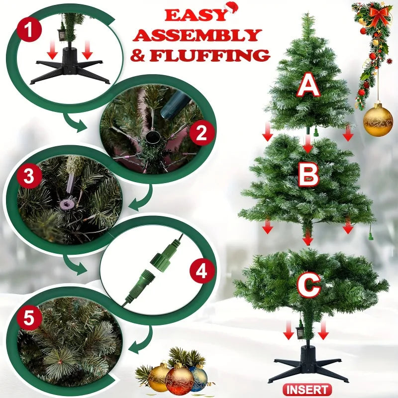 Auto Spinning RGB Christmas Tree Lights With Remote Control 11 Modes 300 LED