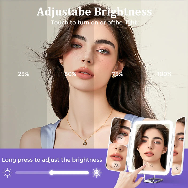 SEJOY Makeup Mirror LED Lights Adjustable Rechargeable For Dorm