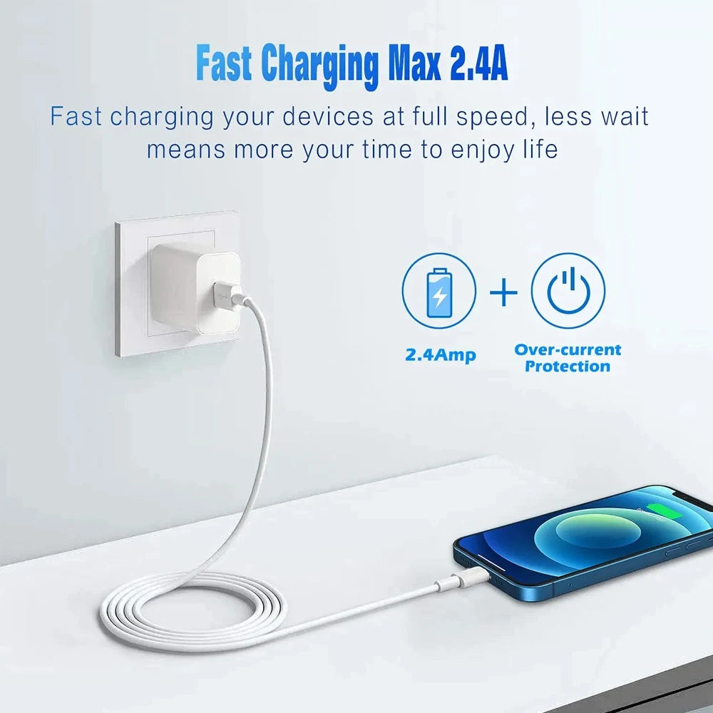 5 Pack 10ft USB A to Lightning Cables for iPhone 14 13