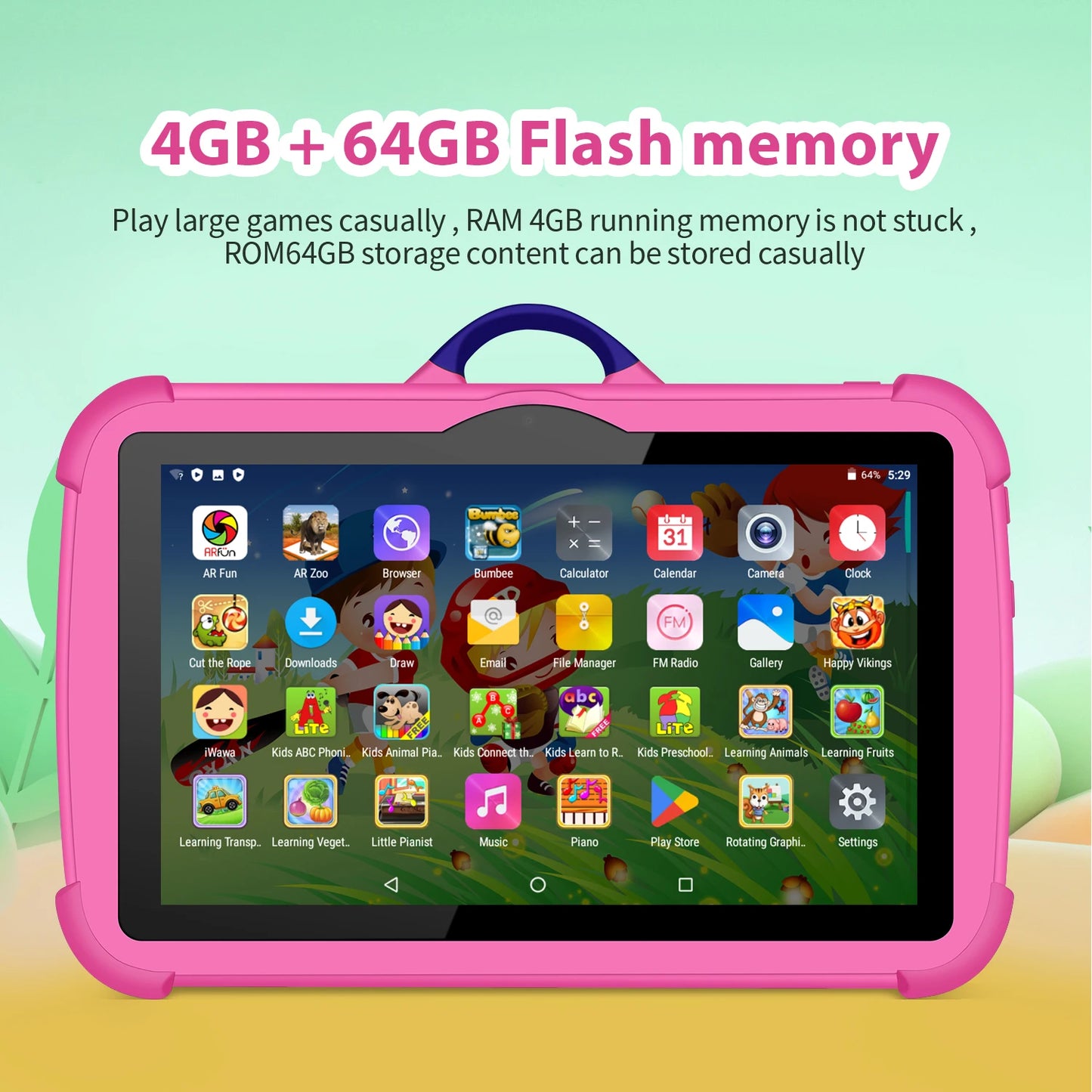 BDF Kids Tablet Quad Core Android Education 4GB RAM 64GB