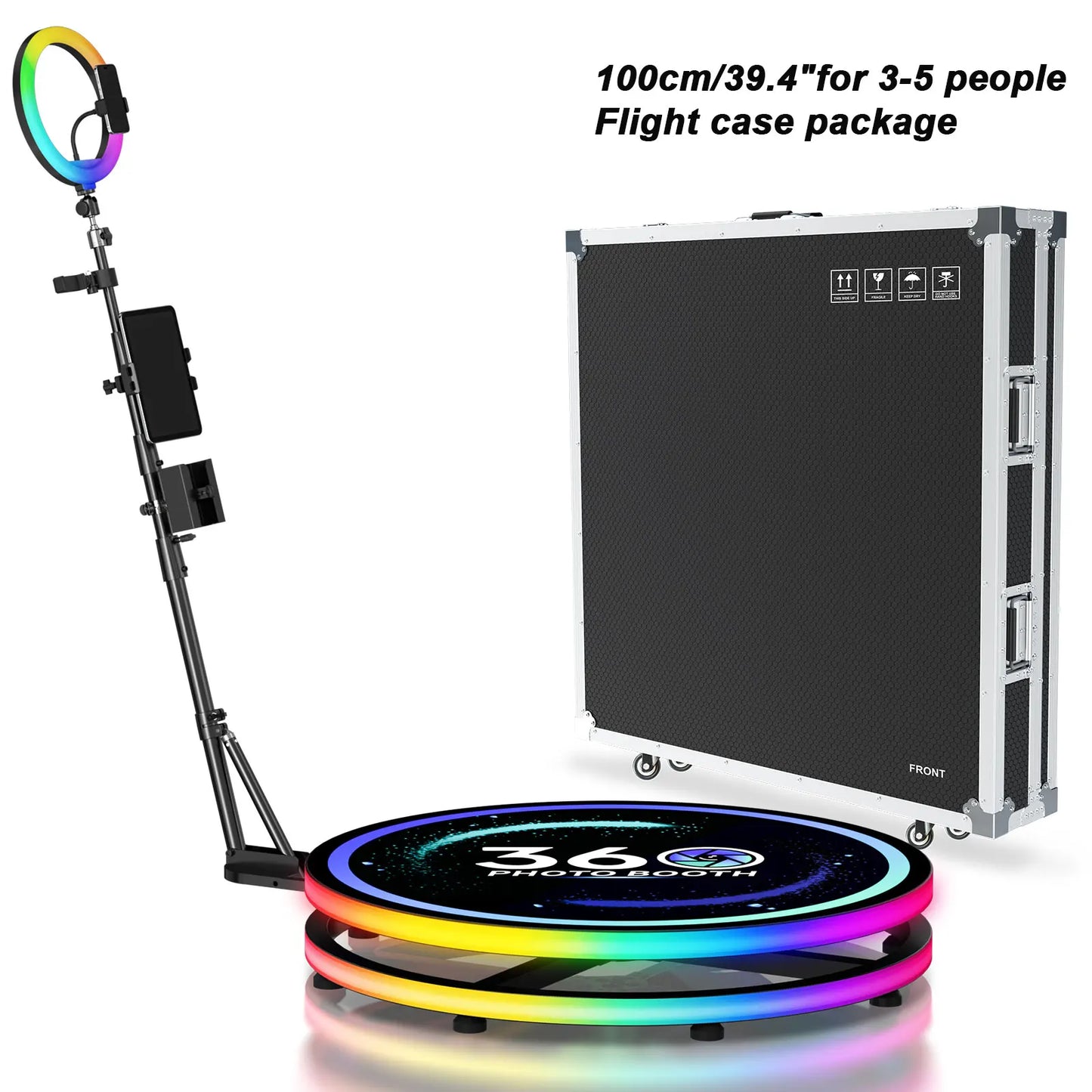 360 Photo Booth Flight Case RGB Ring Light App Remote