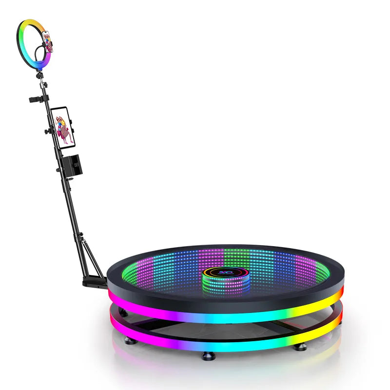 360 Photo Booth 31.5 Inch For 3 People RGB Ring Light Glass