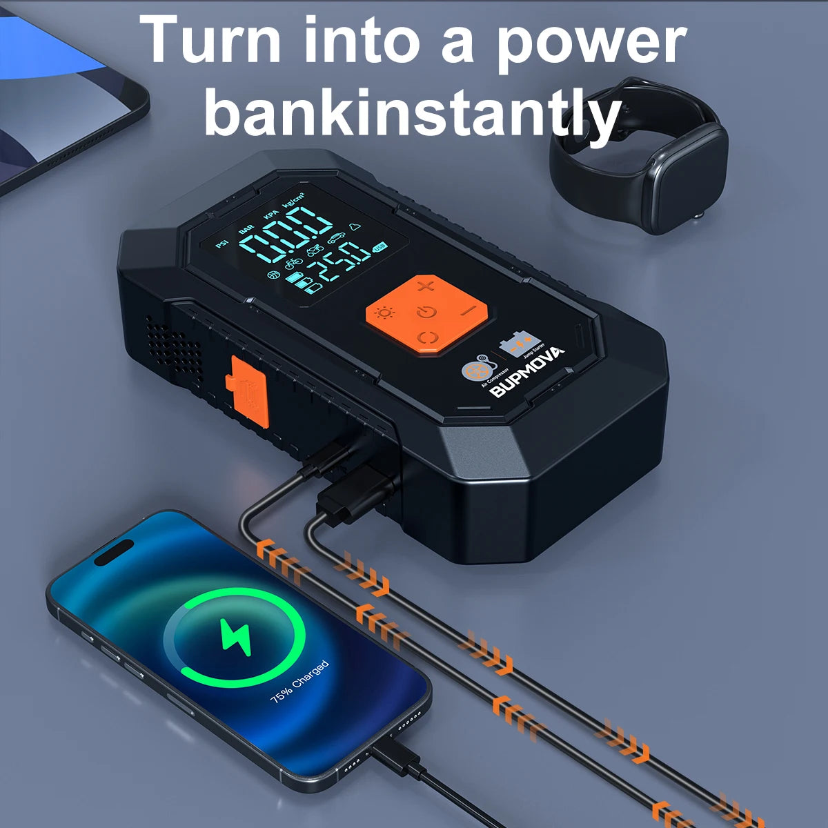 BSMOOM 4-in-1 Car Jump Starter Power Bank With Air Compressor