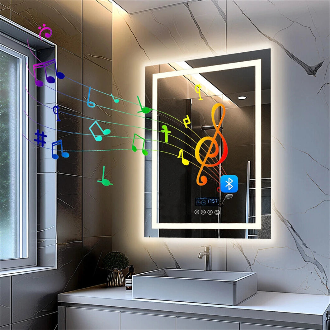 Smart Led Bathroom Mirror With Bluetooth Speaker Anti Fog