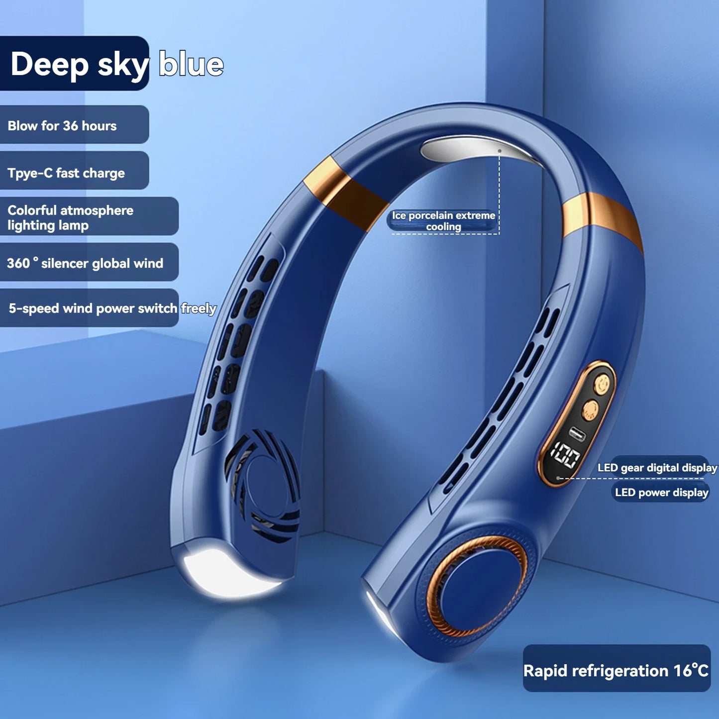 Hign-concerned Hanging Neck Fan Bladeless Portable Quiet