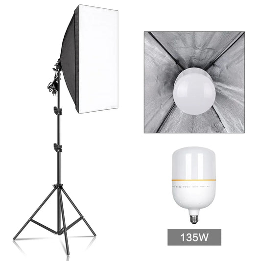 50x70cm Softbox 45W/70W Bulb Photography Studio Photo Lighting Kit Continuous Light System For Camera With  Remote Control