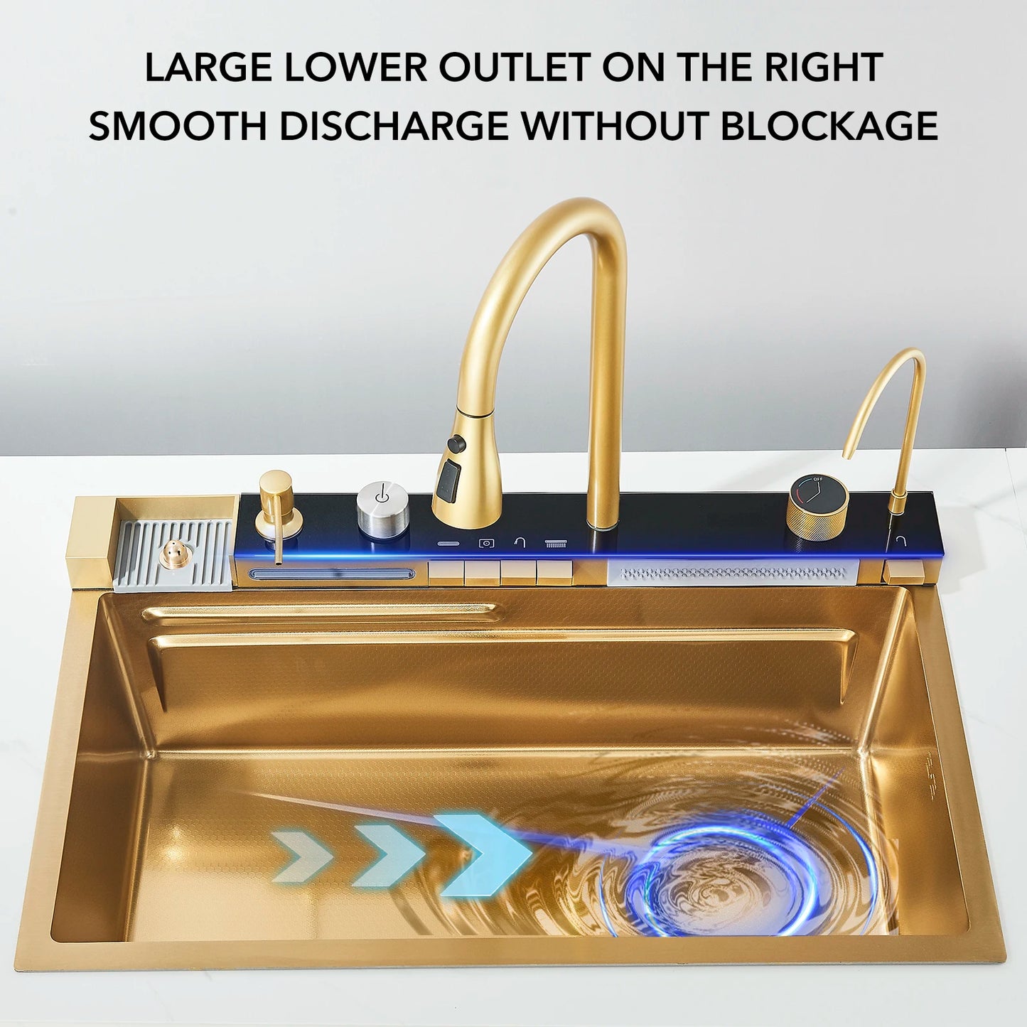 Golden Smart Digital Display Kitchen Sink Set Temp Control