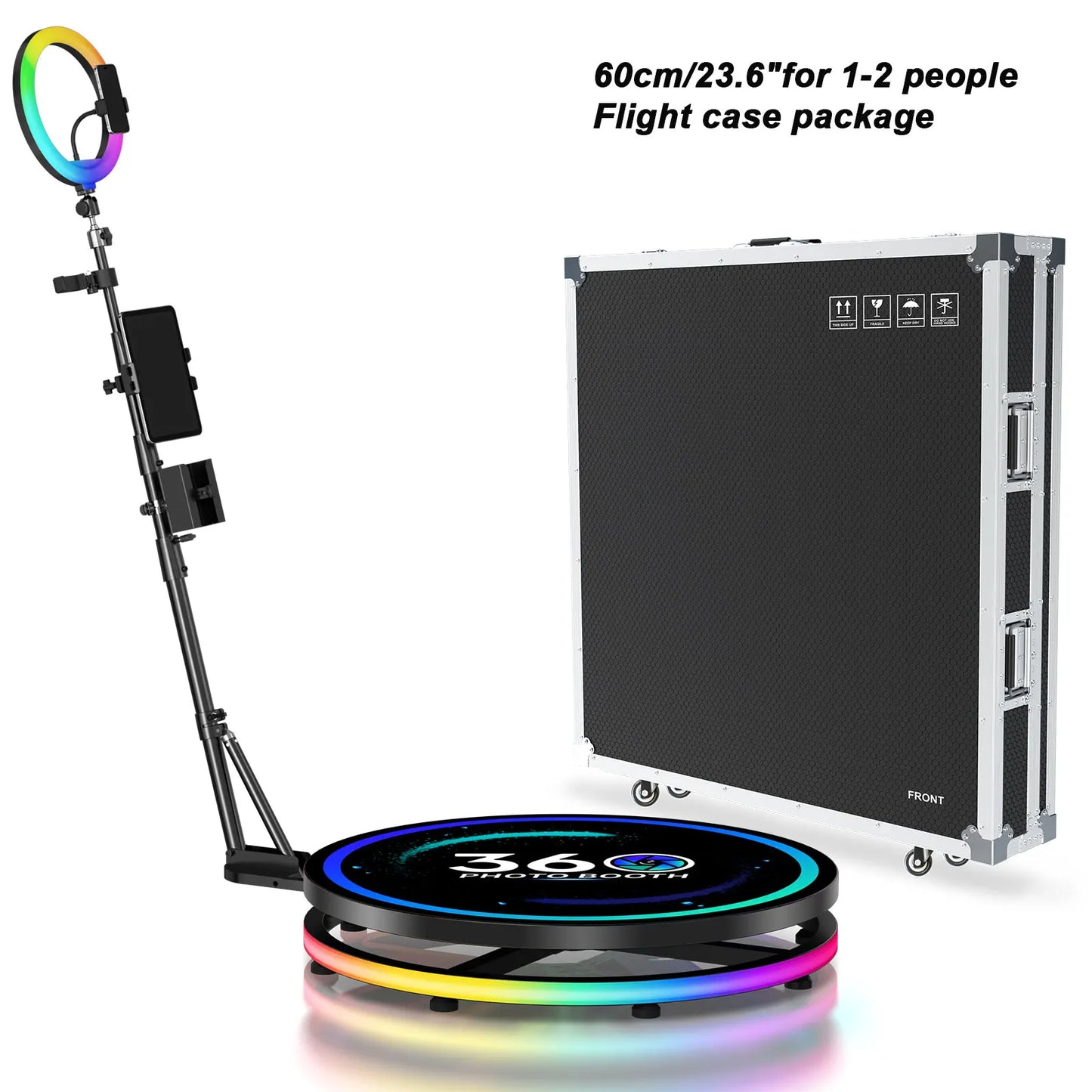 360 Photo Booth Flight Case RGB Ring Light App Remote