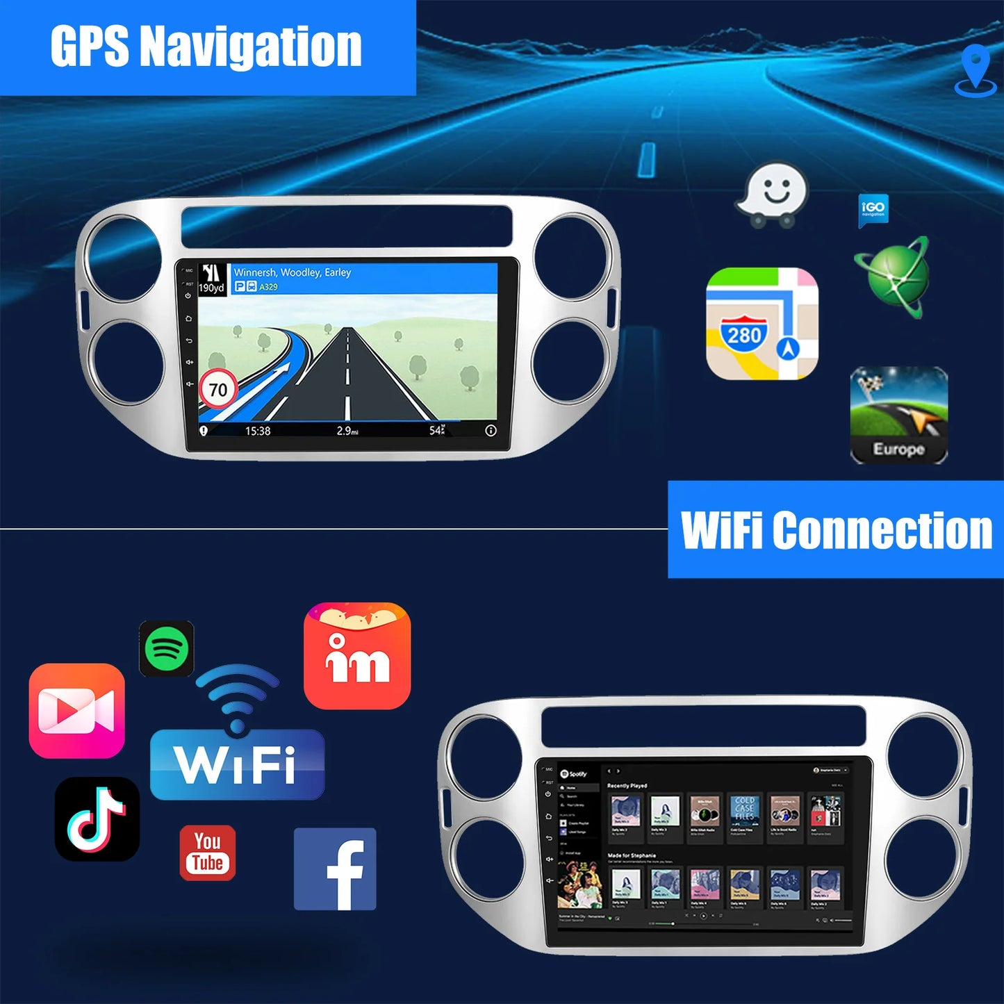 ESSGOO VW Tiguan GolfPlus 9 Inch CarPlay Android 13 Stereo