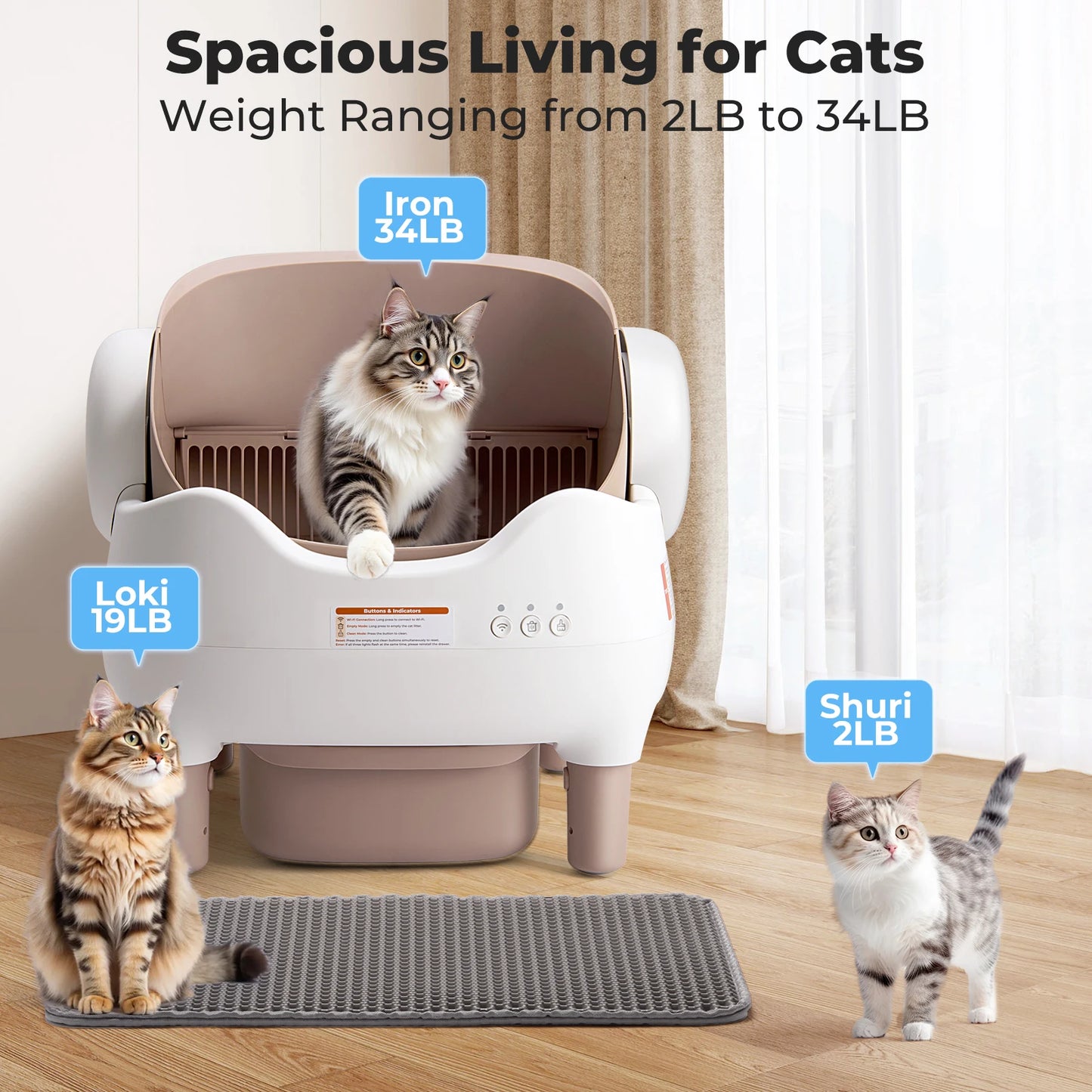 Lunapurr Self Cleaning Cat Litter Box Automatic With App Control Odor Free For Multi Cats