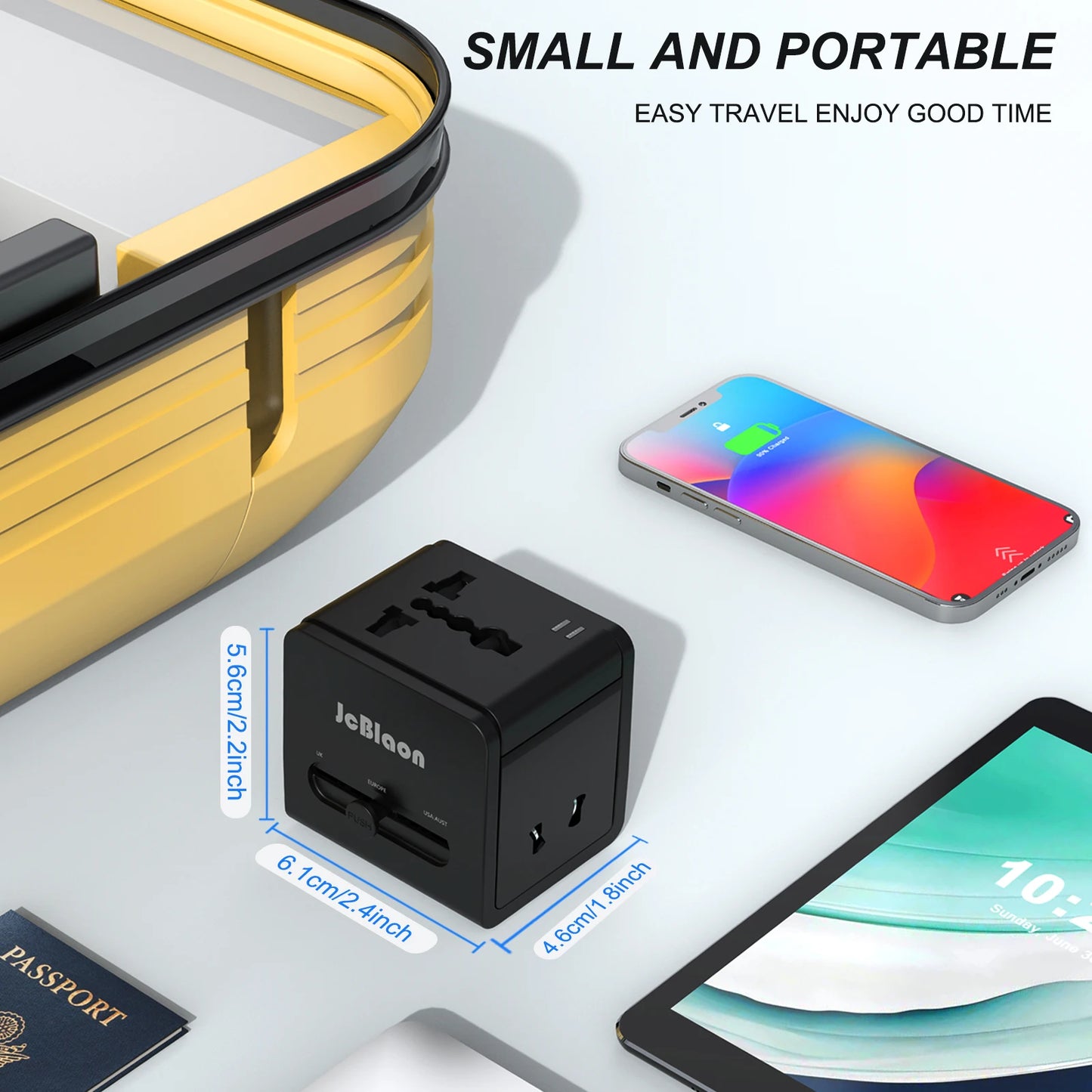 Universal Travel Adaptor AC Power Plug Adapter Wall Charger with USB-C and USB-A Charging Ports for USA EU UK AUS