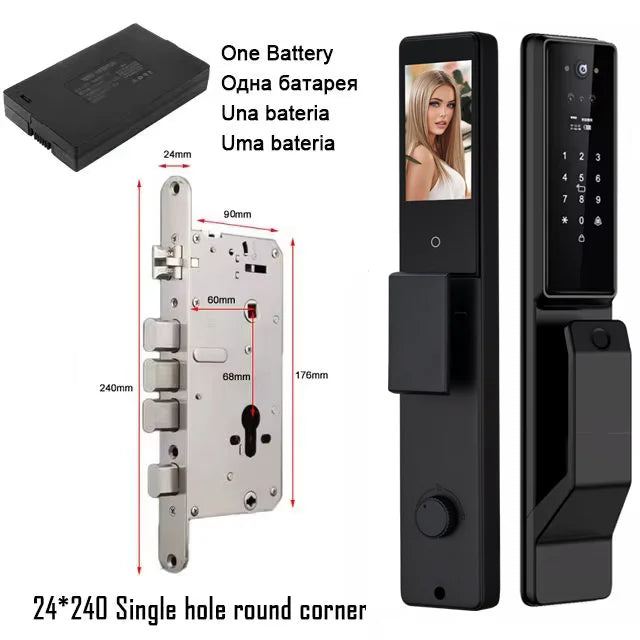 Alexa Voice Control Smart Door Lock Tuya APP 3D Face Recognition Electronic Digital Smart Door Lock With Camera
