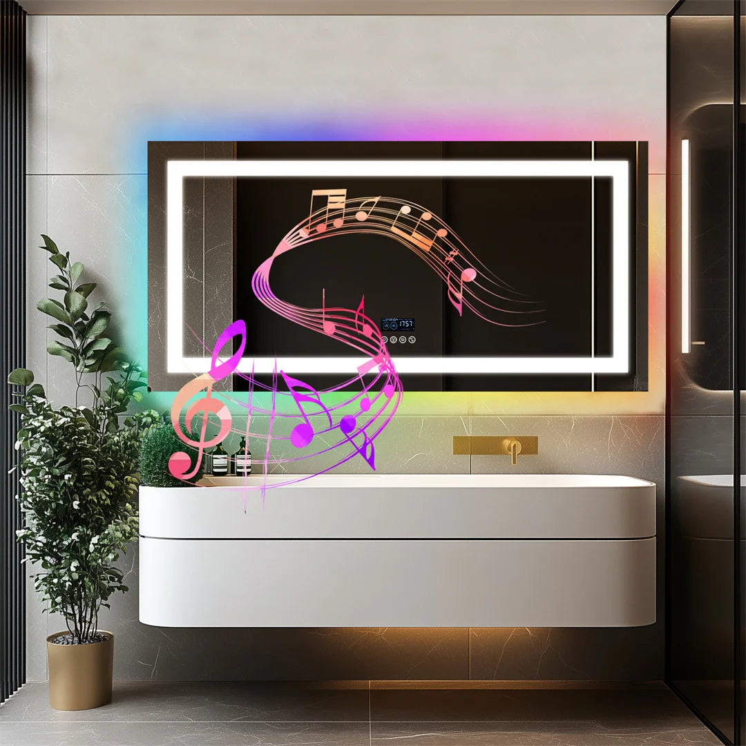 LUVODI RGB Backlight Bathroom Mirror With Bluetooth Speaker