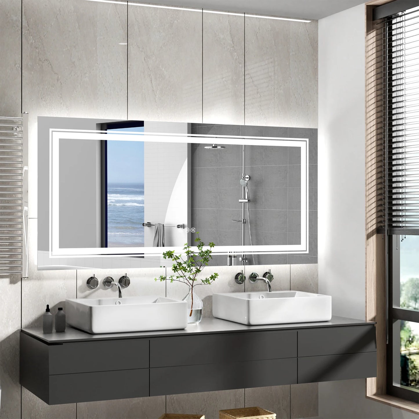 Extra Large Rectangular LED Vanity Mirror Backlit Anti Fog