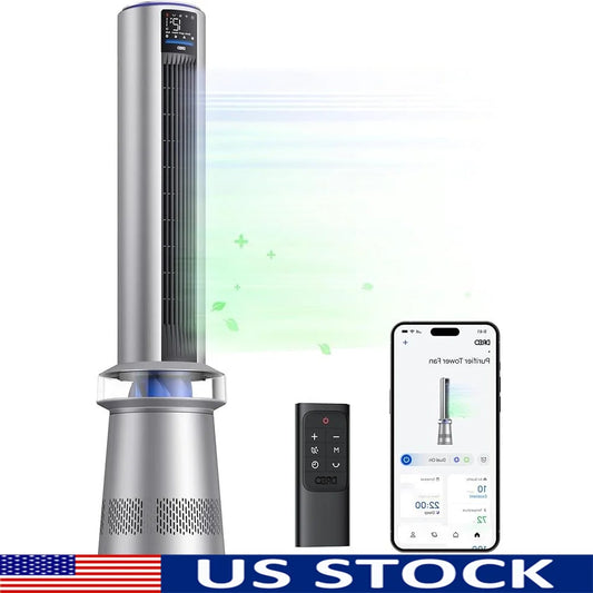 2 In 1 Air Purifier Tower Fan Bladeless HEPA Filter