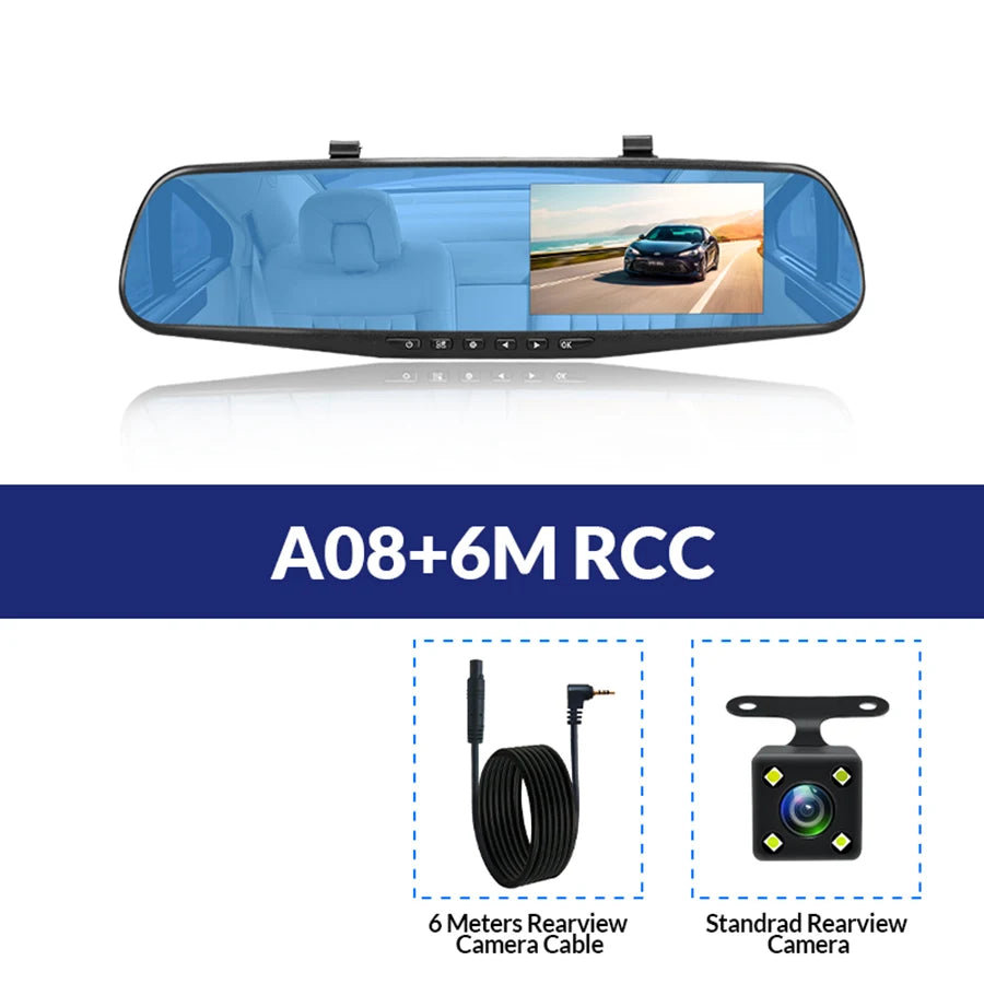E Ace Dash Cam Four Point Three Inch DVR Mirror Dual Lens