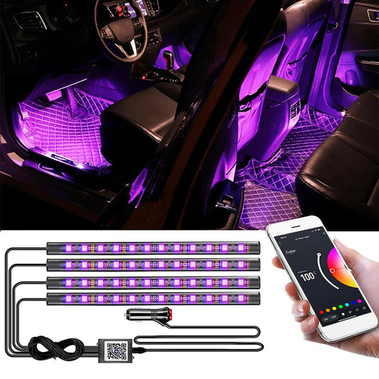 Car Ambient LED Interior Light RGB Strip Bluetooth App