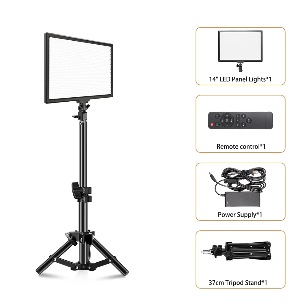 14 Inch Bi Color Dimmable LED Panel Light With Tripod