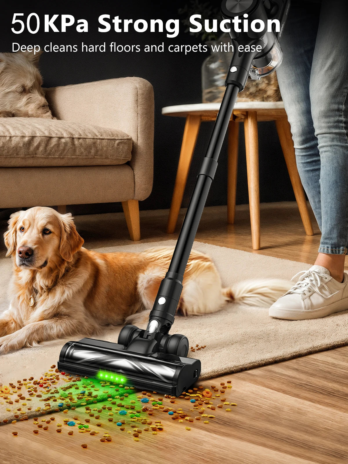 SUXIANGVAC Cordless Vacuum Cleaner 46KPa 55 Min Self Standing Lightweight For Home Pet Hair Hard Floors Carpets