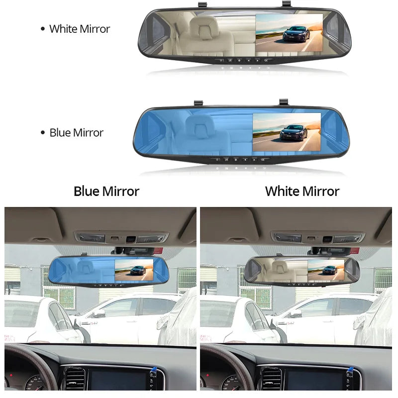 E Ace Dash Cam Four Point Three Inch DVR Mirror Dual Lens