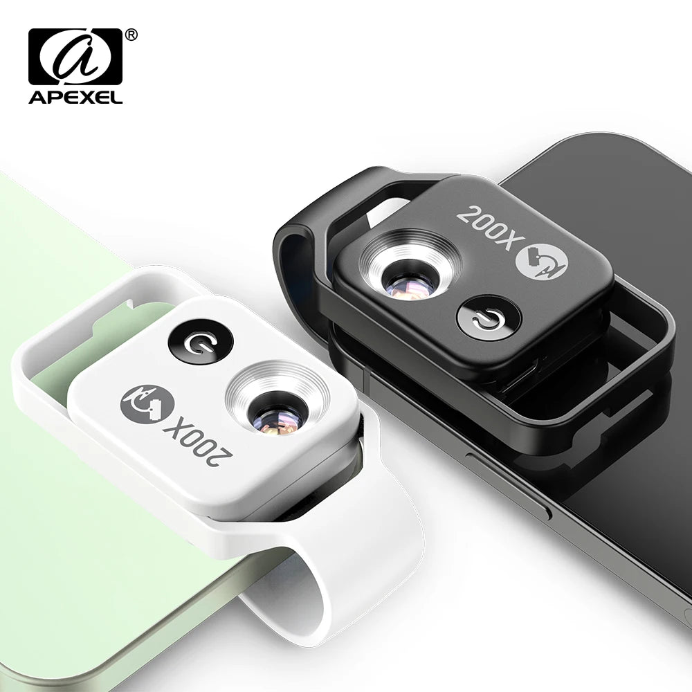 Apexel 200X Microscope Lens With CPL Mobile LED Light