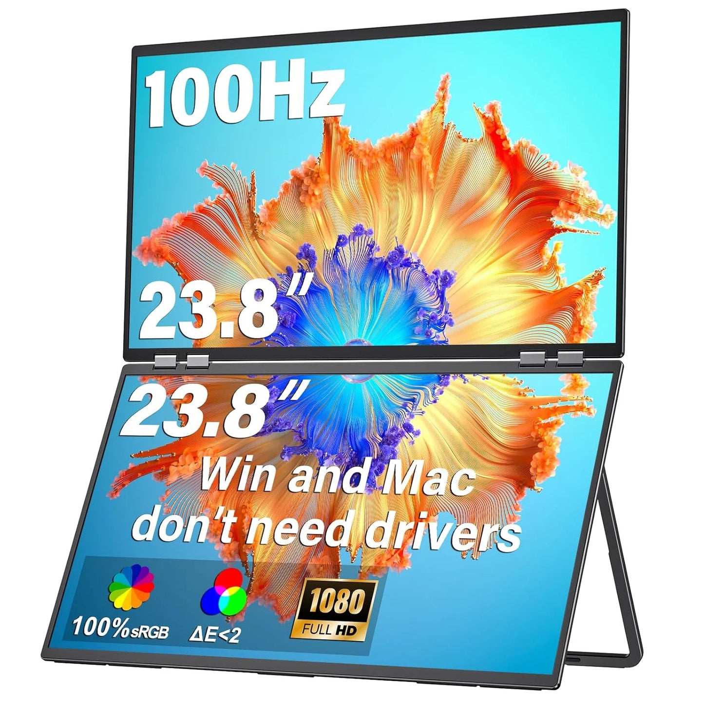 23.8 Inch Dual Screen Monitor 100Hz HDR 360 Foldable