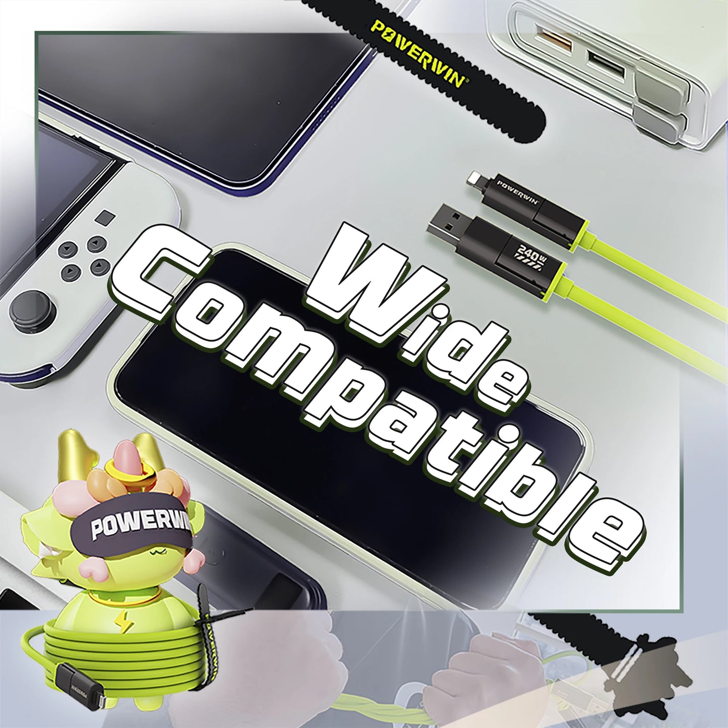 Powerwin PWC240 240W 4 In 1 Type C Fast Charging Cable