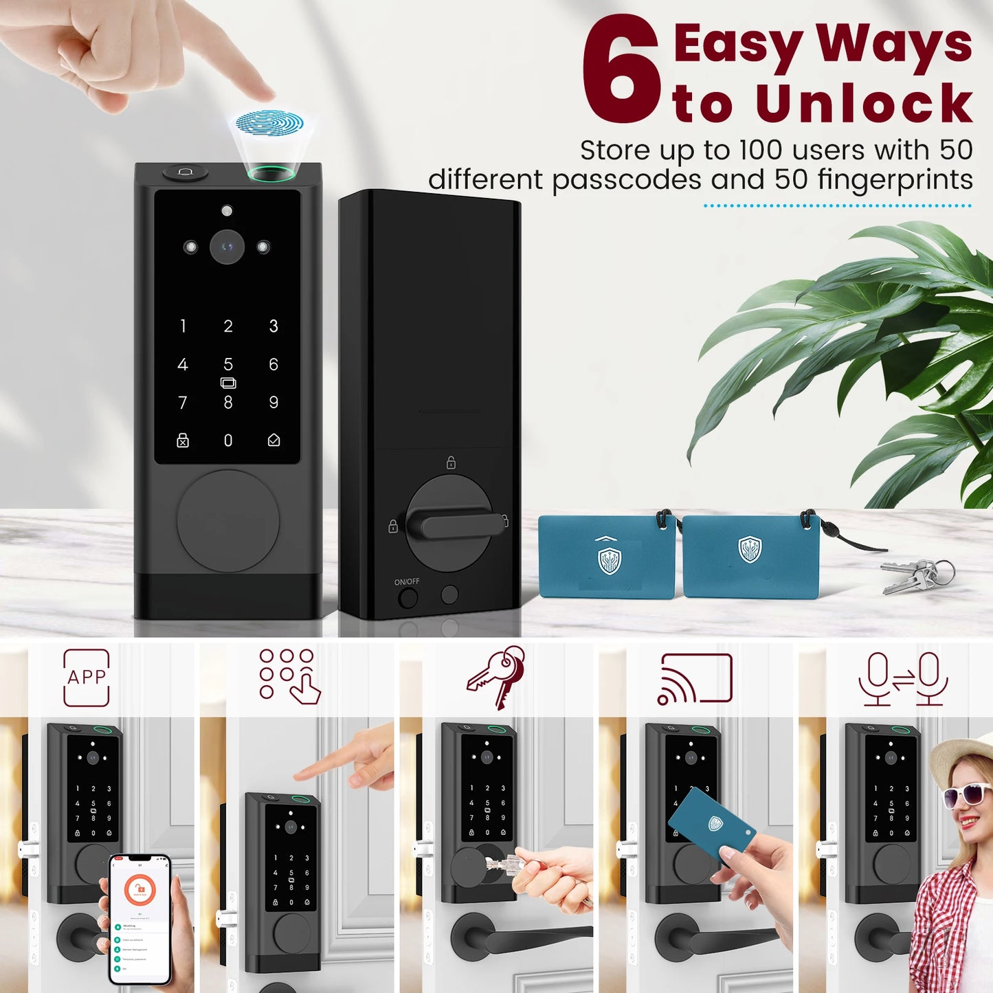 Smart Lock Keyless Door Lock With WiFi Fingerprint IC Cards
