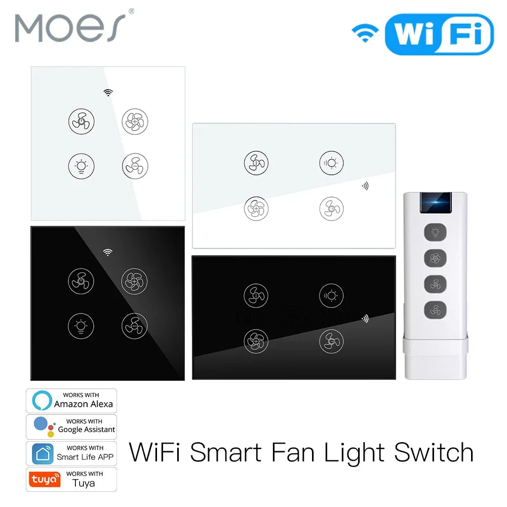 MOES WiFi RF Smart Ceiling Fan Light Two To Three Way Alexa