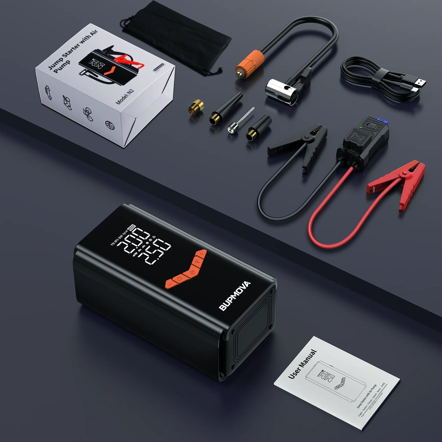 BSMOOM 4-in-1 Car Jump Starter Power Bank With Air Compressor