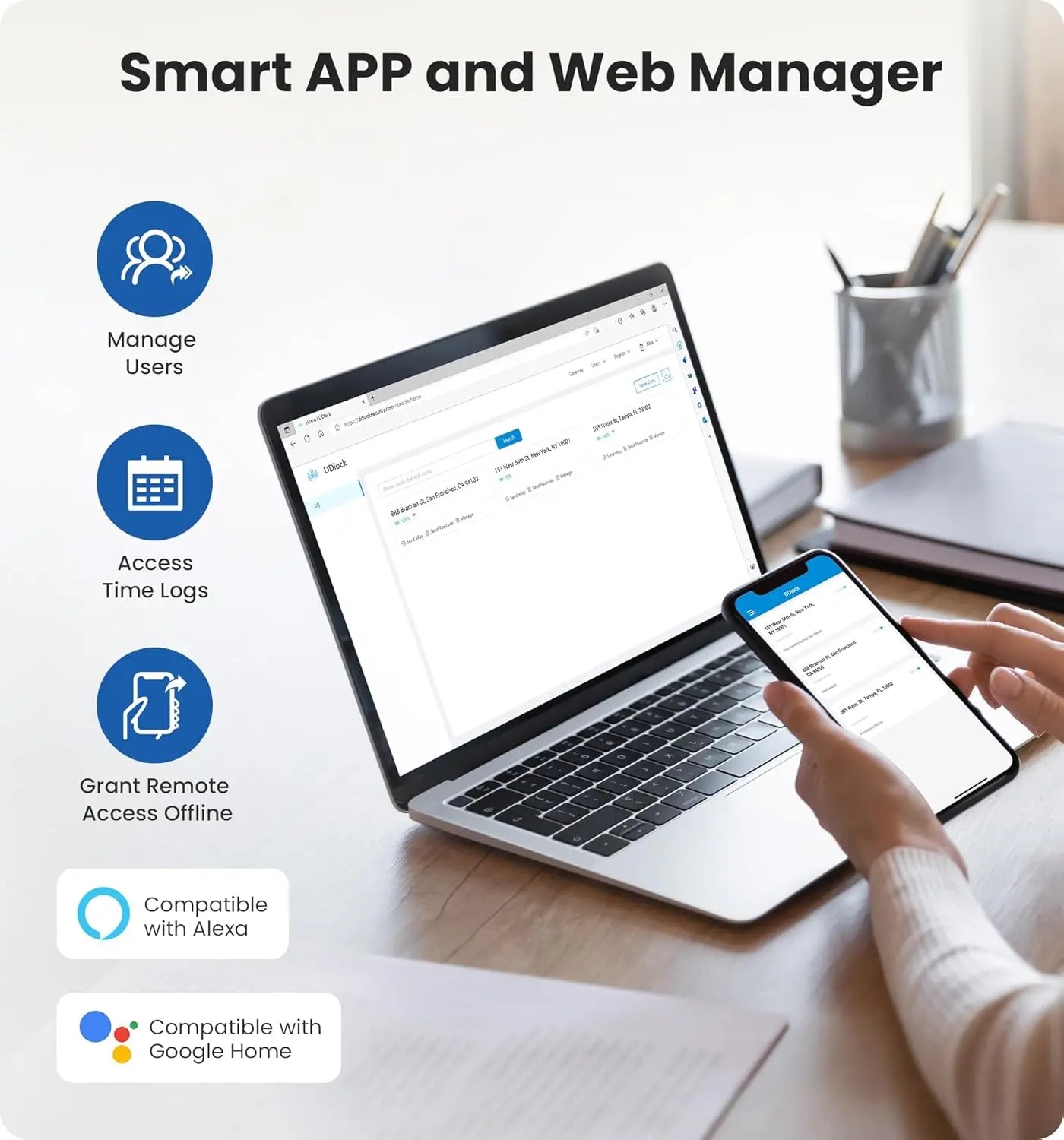 Veise VE017 Fingerprint Smart Door Lock App Control 7 In 1