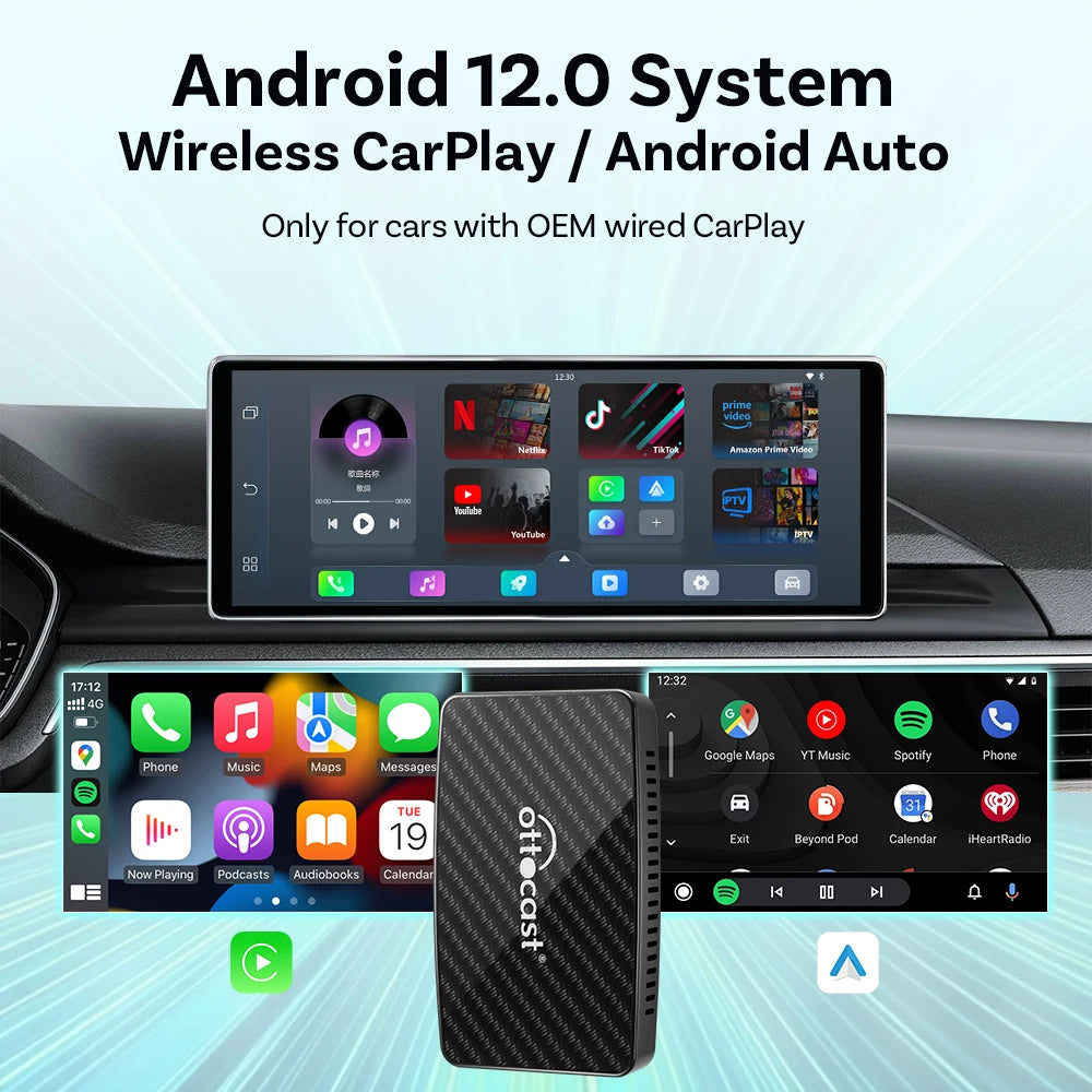 OTTOCAST Play2 Wireless CarPlay Adapter Android Auto