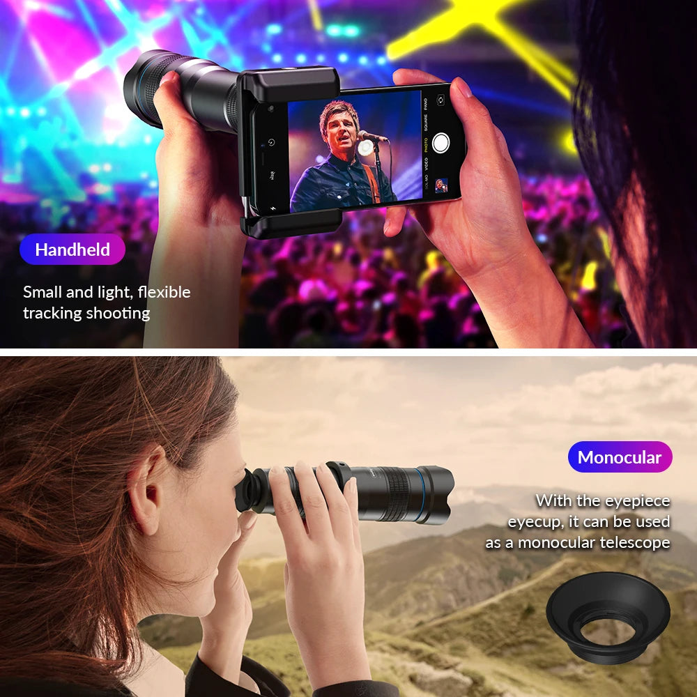 Apexel 36X Telephoto Lens With Tripod For iPhone Samsung