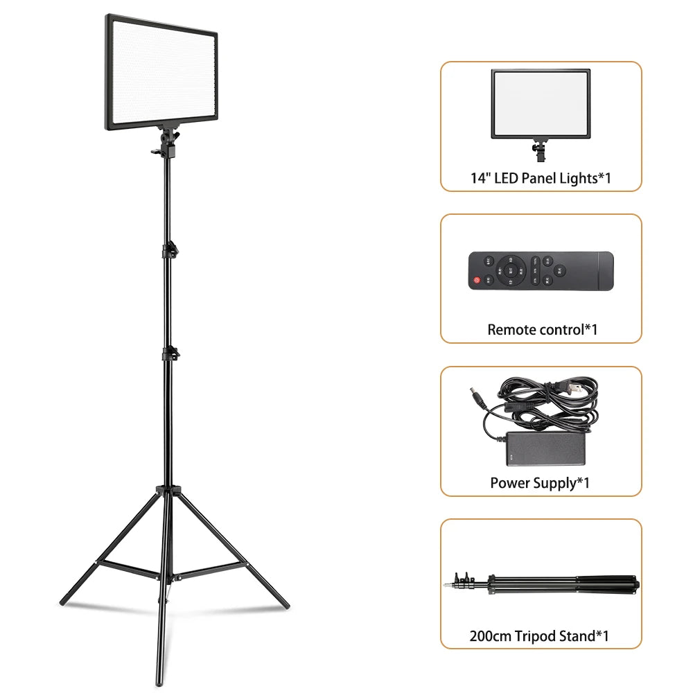 14 Inch Bi Color Dimmable LED Panel Light With Tripod