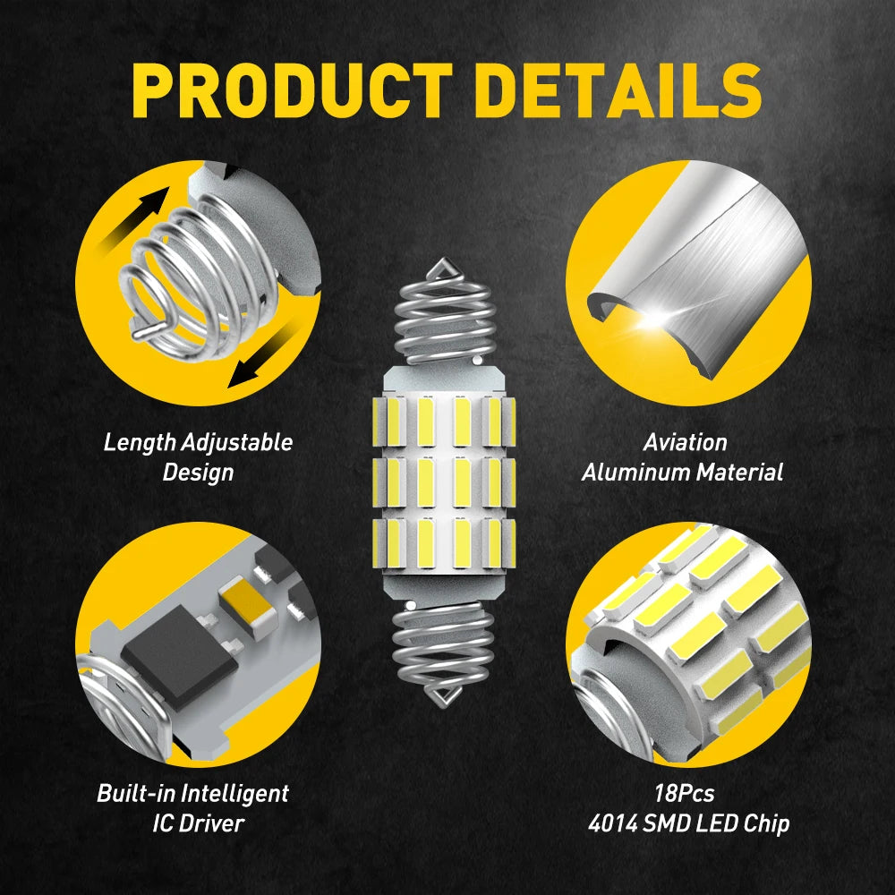 AUXITO C10W C5W LED Festoon Canbus Car License Plate Lamp