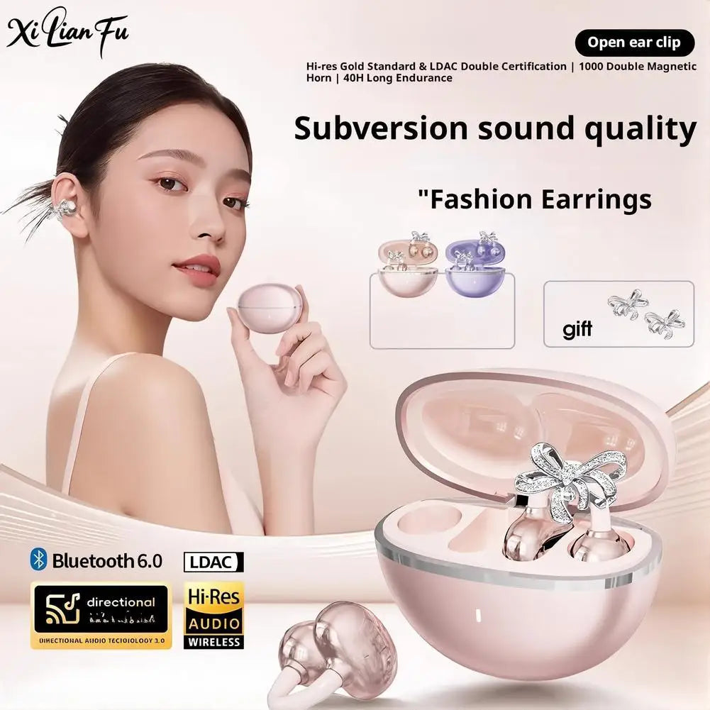 Grwibueo Wireless Bluetooth Open Ear Clips With Detachable Earrings