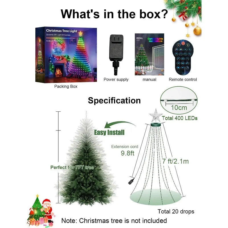 Auto Spinning RGB Christmas Tree Lights With Remote Control 11 Modes 300 LED