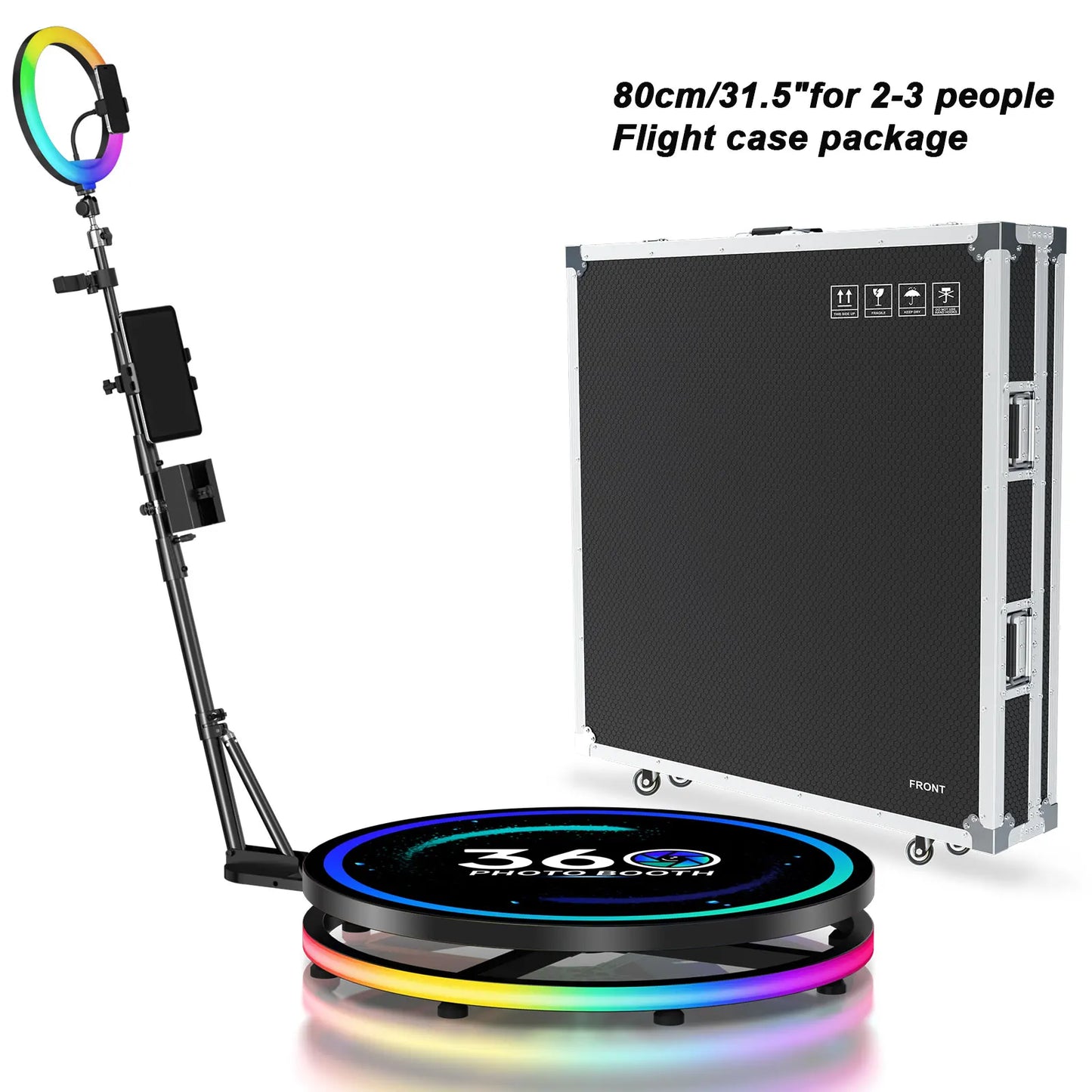360 Photo Booth Flight Case RGB Ring Light App Remote