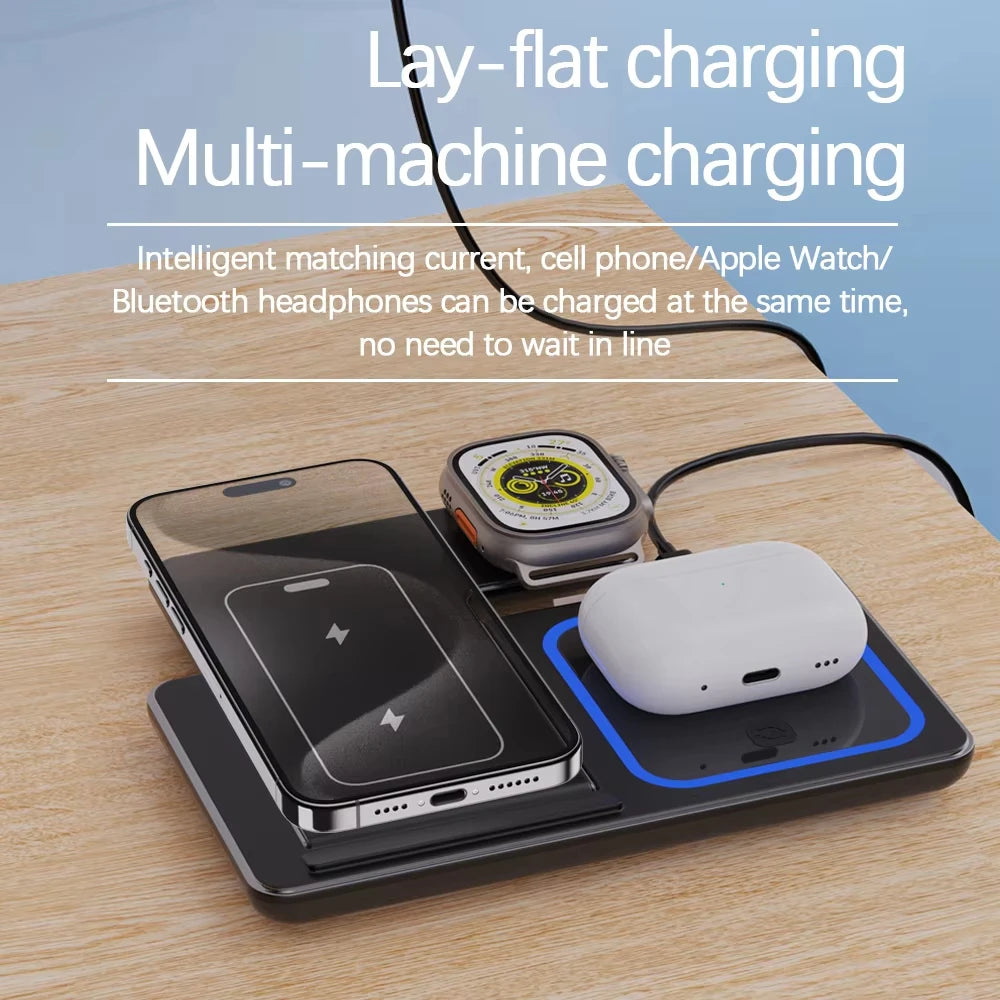 Foldable 3 In 1 Wireless Charger Stand For iPhone Watch