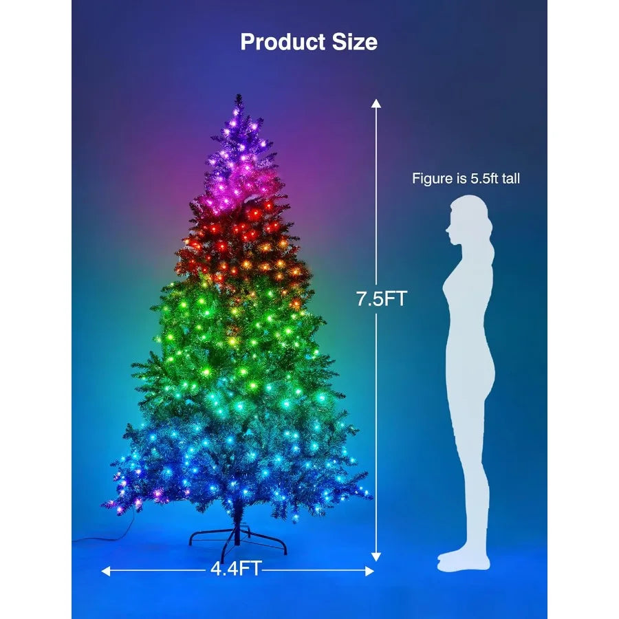 Electronic Smart Prelit Christmas Tree With App Control And 400 LED Lights For Indoor Outdoor Use 1477 Branch Tips