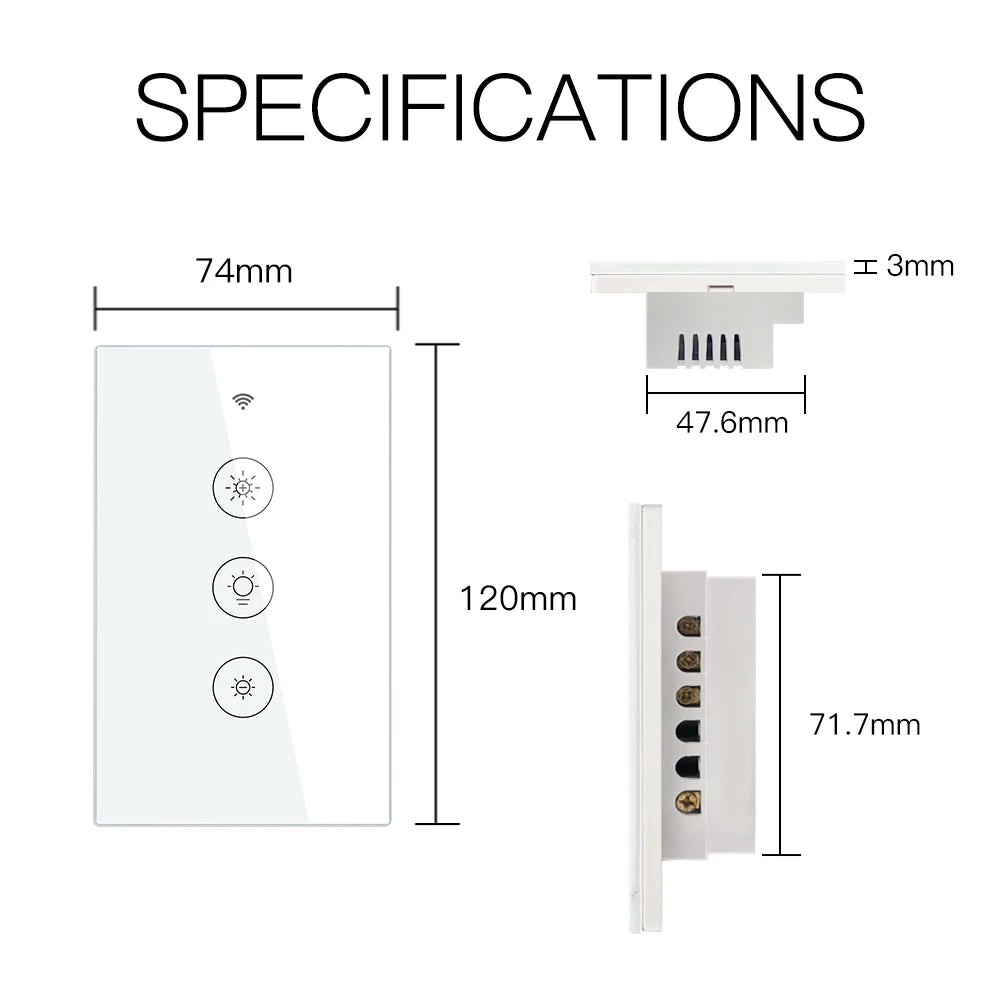 WiFi RF Smart Light Dimmer Switch 2 3 Way Tuya Life Alexa