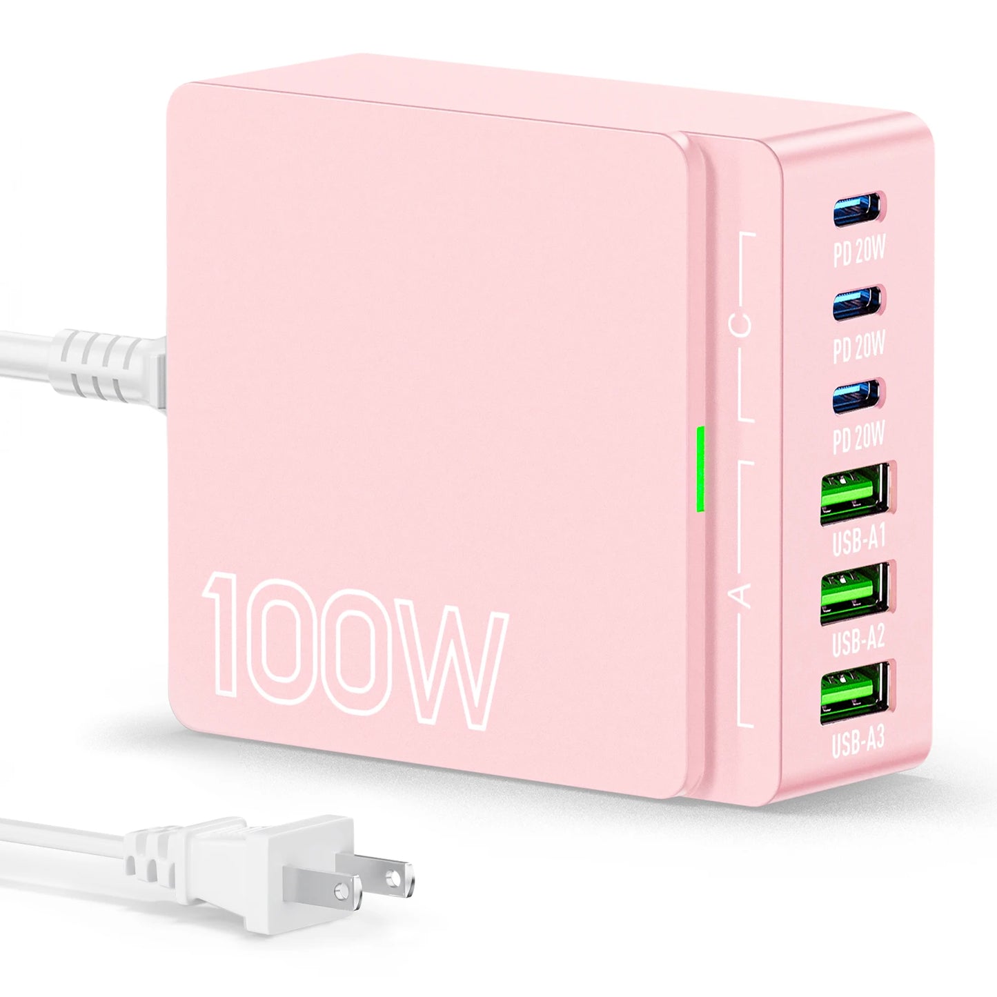 100W 6 Port GaN Quick Charge Hub PD 3.0 Type C USB A Ports