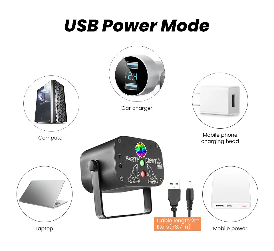 USB Laser Party Light Mini 60 Patterns Projector
