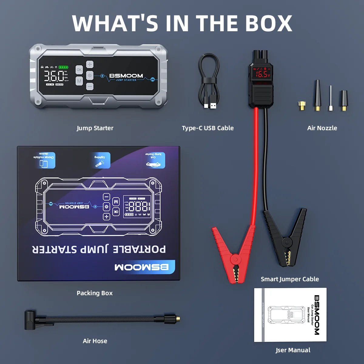 Biuble 8000A Jump Starter 26800mAh USB LED Light For Cars