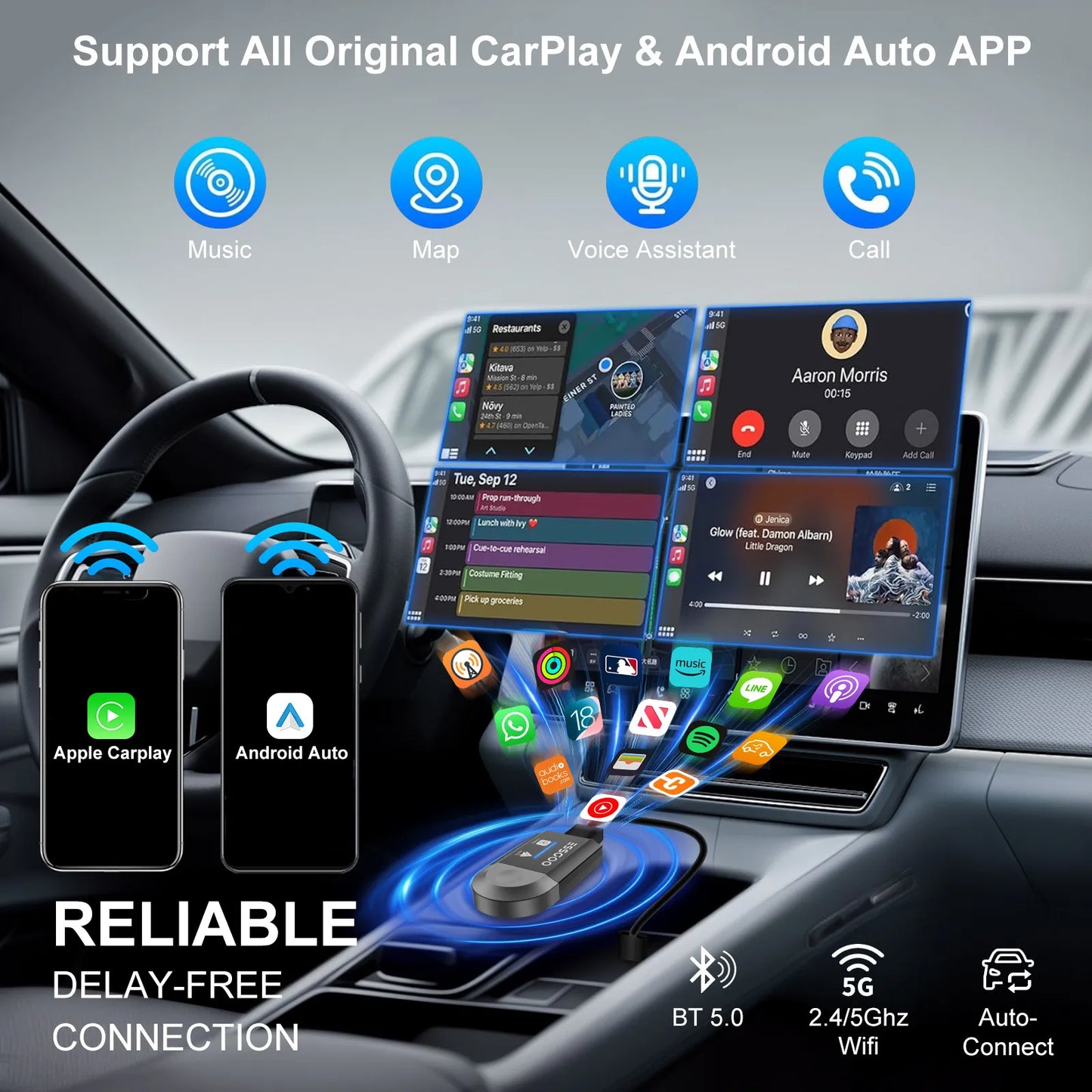 ESSGOO Wireless CarPlay Android Auto Universal Dongle