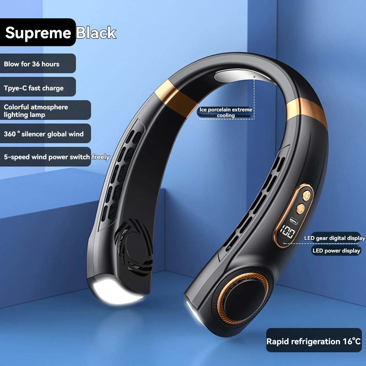 Hign-concerned Hanging Neck Fan Bladeless Portable Quiet