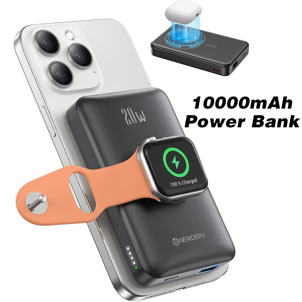 Newdery 10000mAh Magnetic Wireless Power Bank For Watch