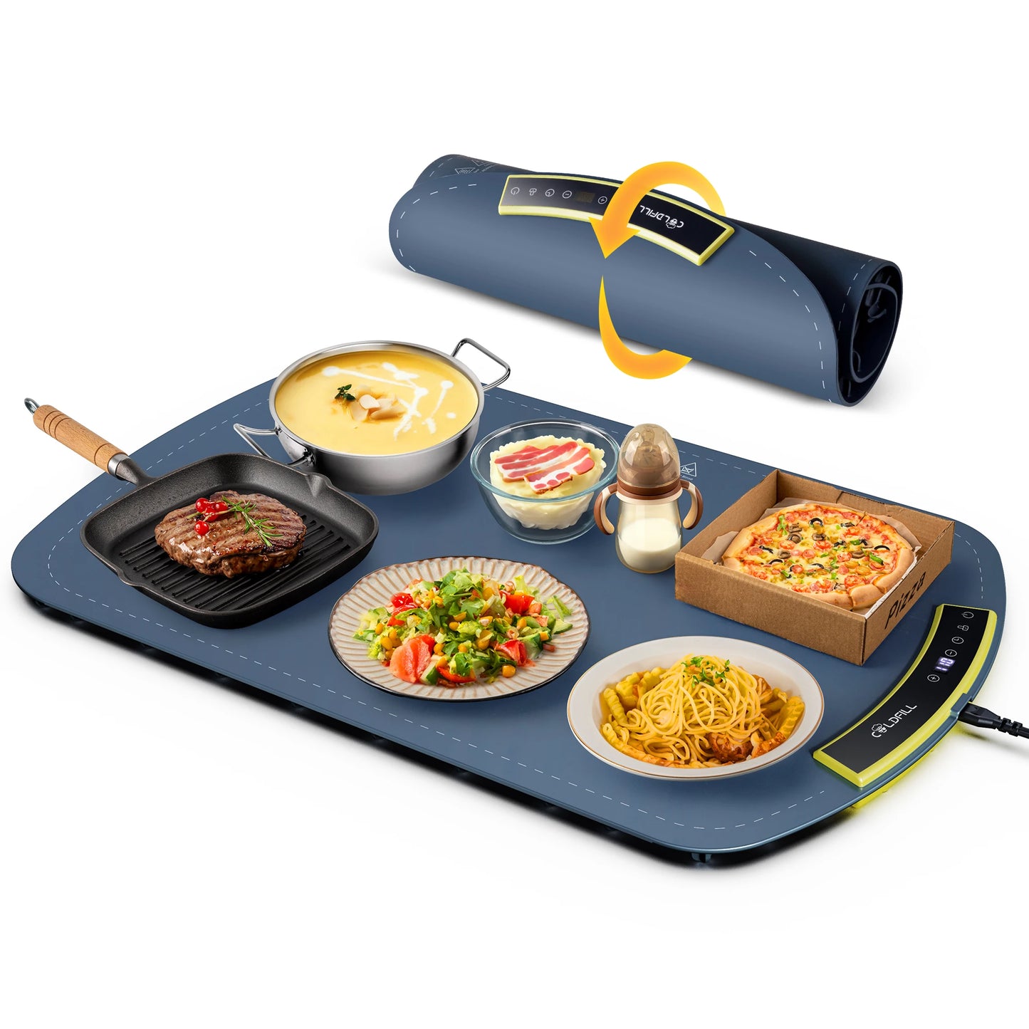 Foldable Portable Smart Electric Warming Tray With 8-Setting Warmer